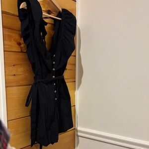Free People Black Ruffled Romper